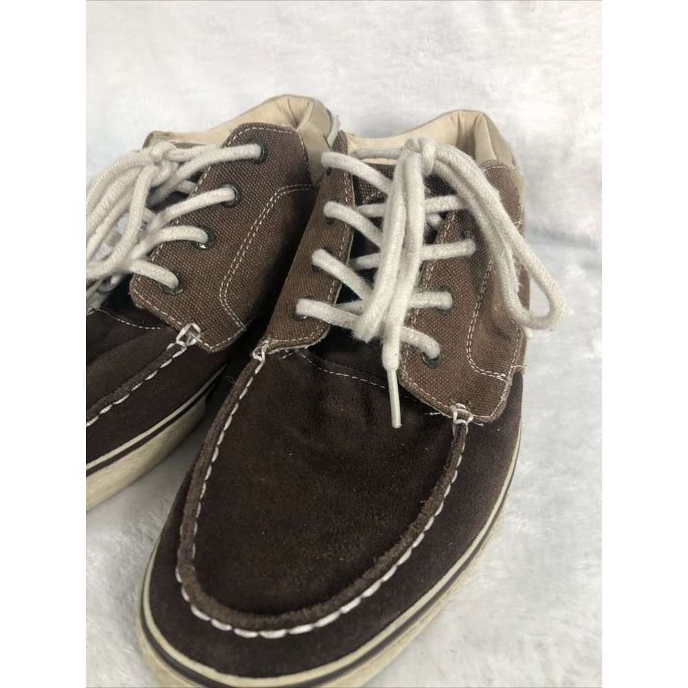 GBX Mens Boat Shoes 10M Casual Slip On Moc Toe Brown Leather Comfort Flats - Picture 2 of 8